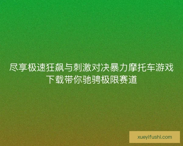 尽享极速狂飙与刺激对决暴力摩托车游戏下载带你驰骋极限赛道