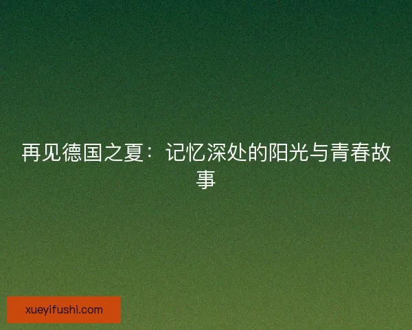 再见德国之夏:记忆深处的阳光与青春故事 再见德国之夏:记忆深处的阳光与青春故事